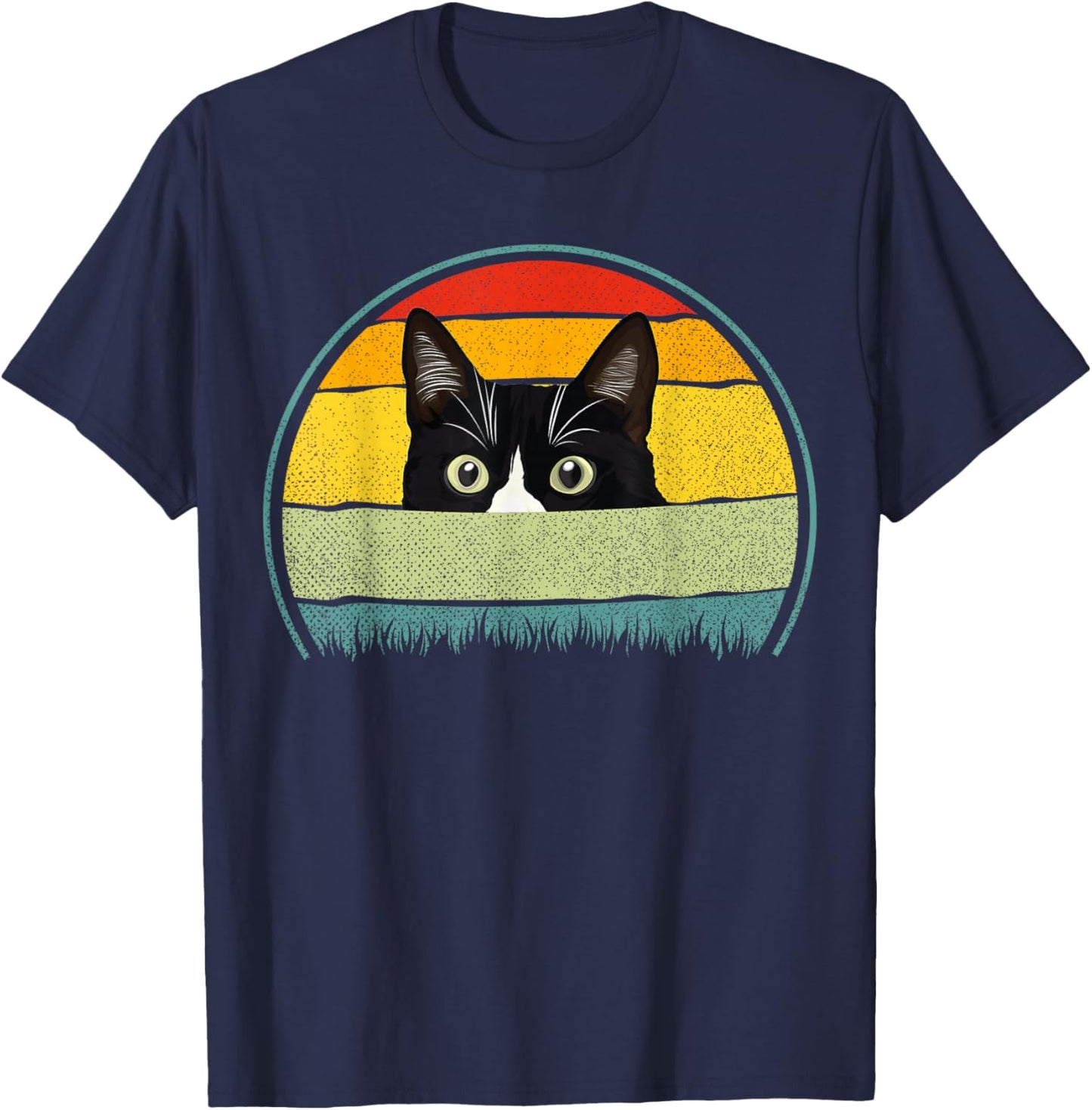 Tuxedo cat vintage retro cats loves T-Shirt - T-Shirt | Navy