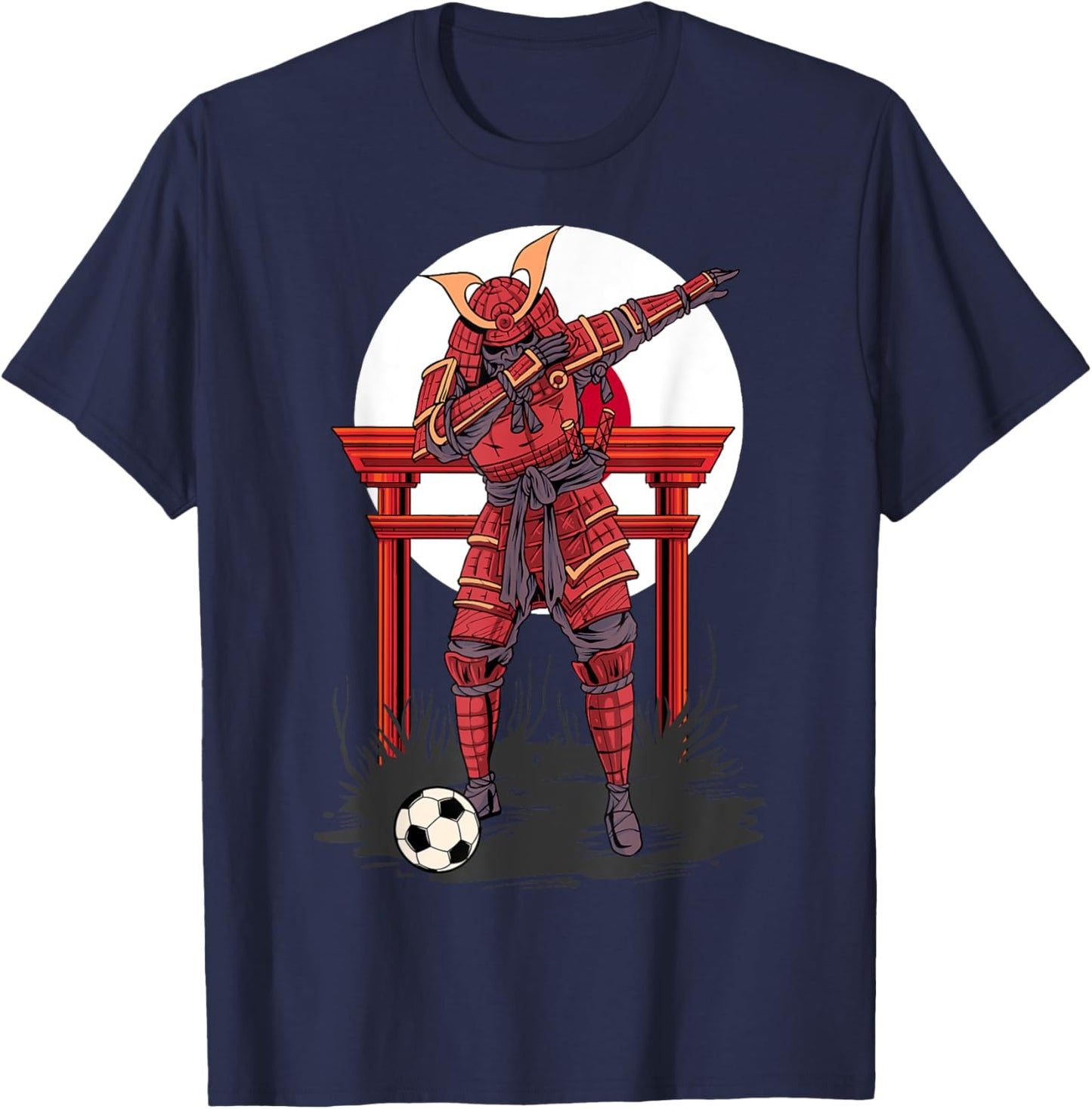 Dabbing Samurai Soccer Dab Football Funny Japanese Warrior T-Shirt - T-Shirt | Navy