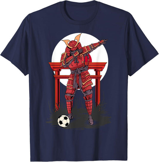 Dabbing Samurai Soccer Dab Football Funny Japanese Warrior T-Shirt - T-Shirt | Navy