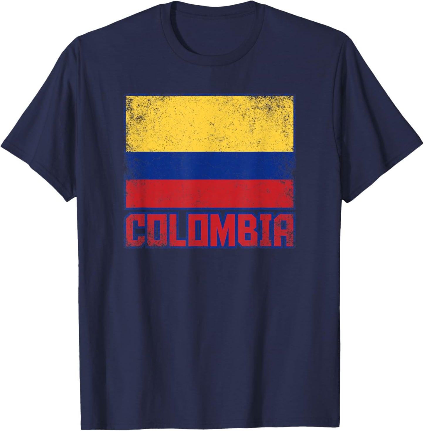 Colombia Flag Vintage Retro Country Colombian Pride T-Shirt - T-Shirt | Navy