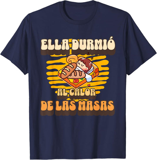 Ella durmio al calor cool funny rock spanish espanol T-Shirt - T-Shirt | Navy