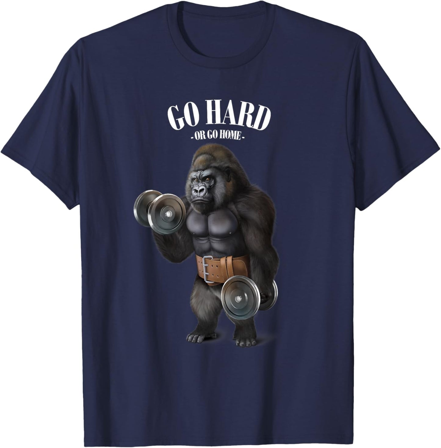 Gorilla Muscle Training with Dumbbell in Fitness Gym T-Shirt - T-Shirt | Navy