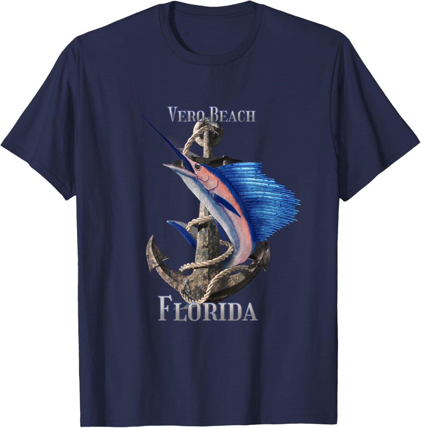 Vero Beach Florida Swordfish Marlin Ocean Fishing Women Kids T-Shirt - T-Shirt | Navy