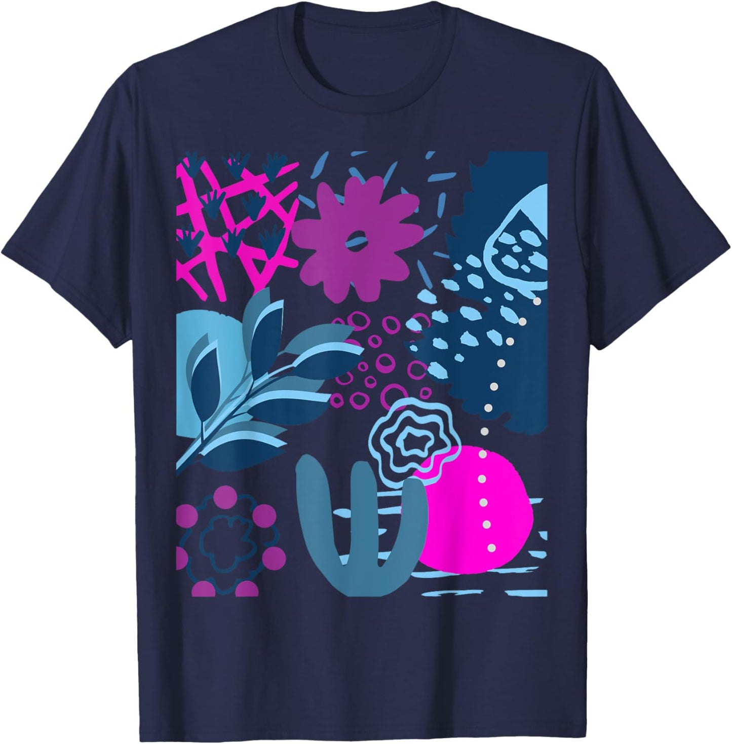 Colorful Flowers Design Shirt - GIFT T-Shirt - T-Shirt | Navy