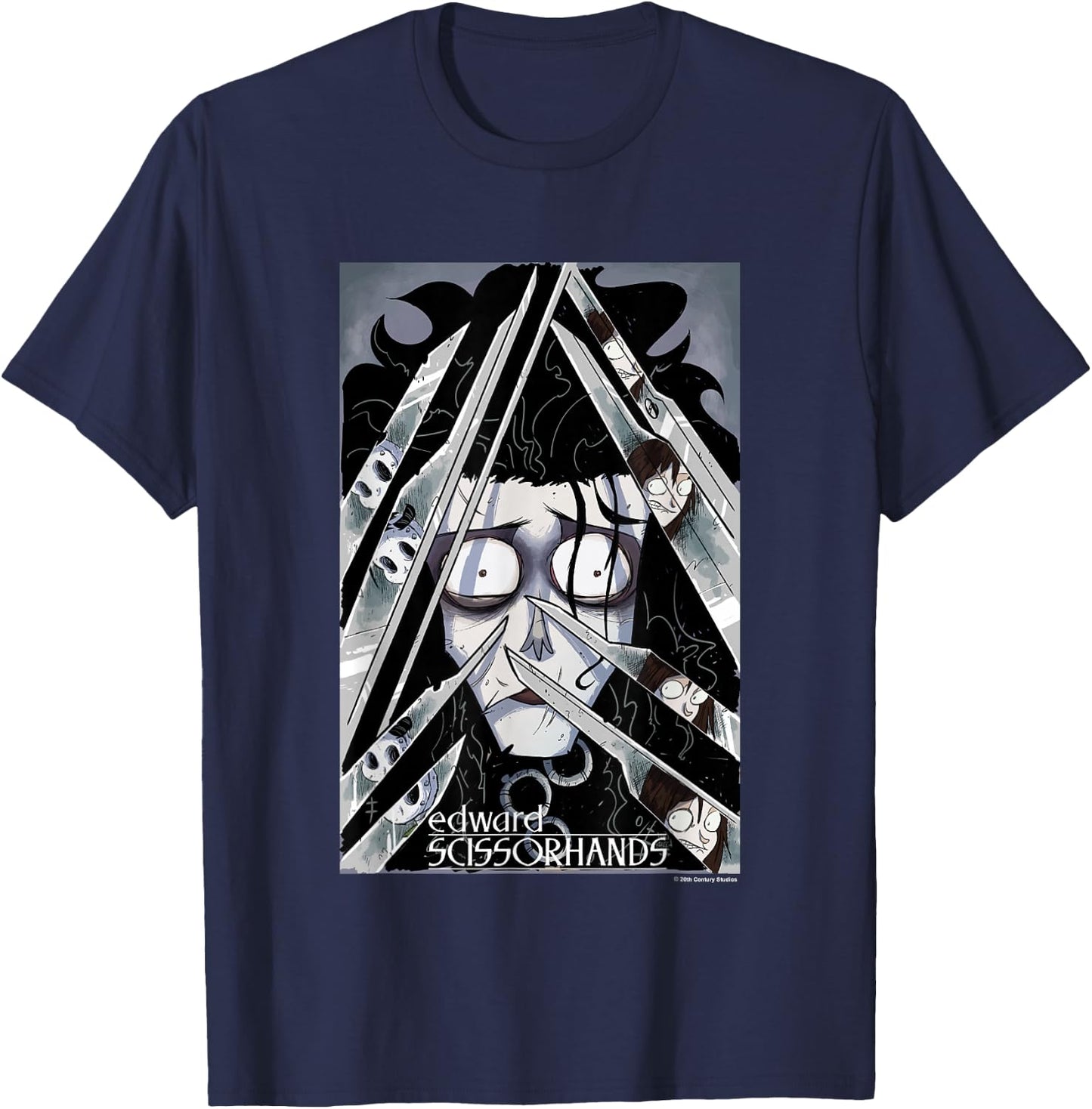 Edward Scissorhands Edward Behind Scissors Comic Book Poster T-Shirt - T-Shirt | Navy