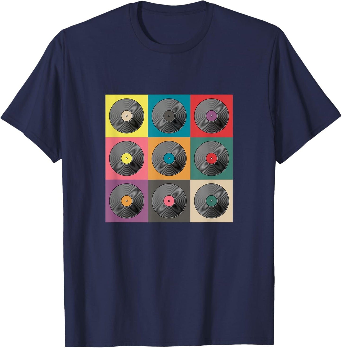Gallery of LPs. Music, dance, oldies, record collection T-Shirt - T-Shirt | Navy