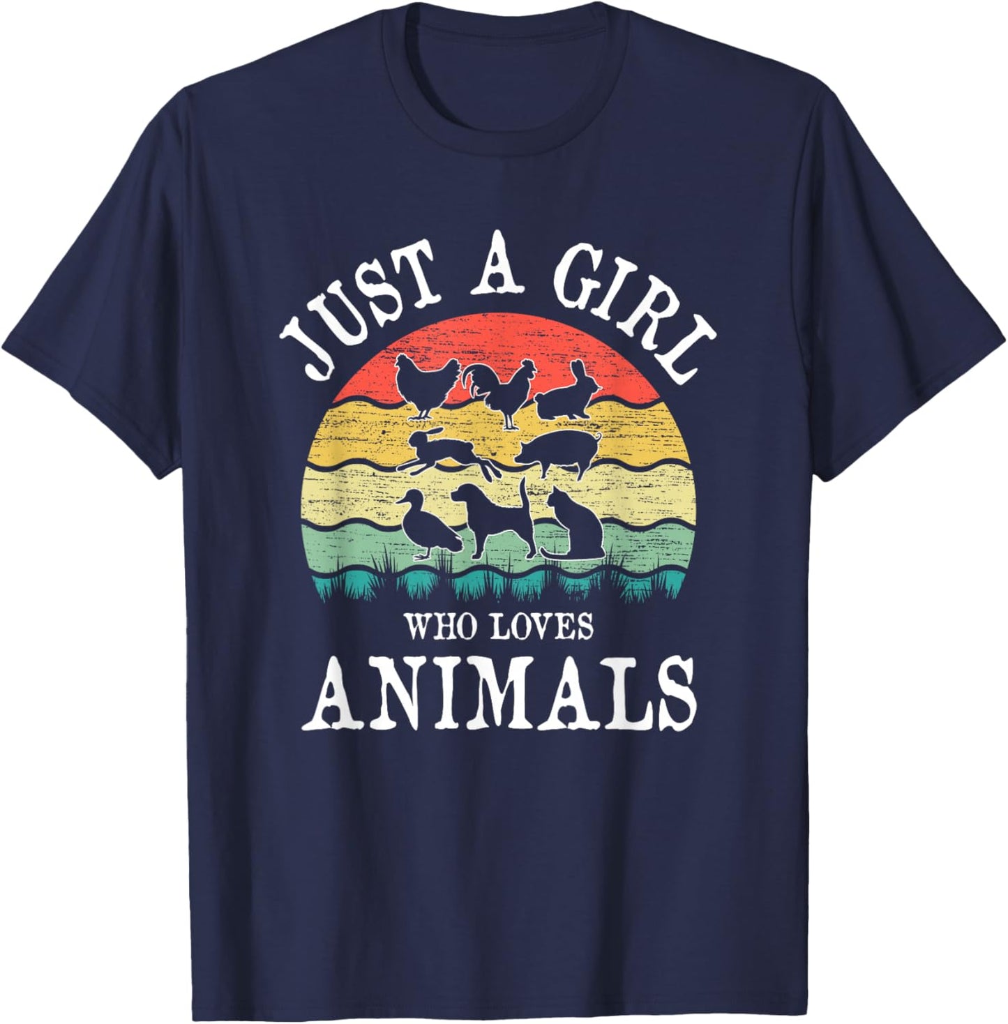 Just A Girl Who Loves Animals T-Shirt - T-Shirt | Navy