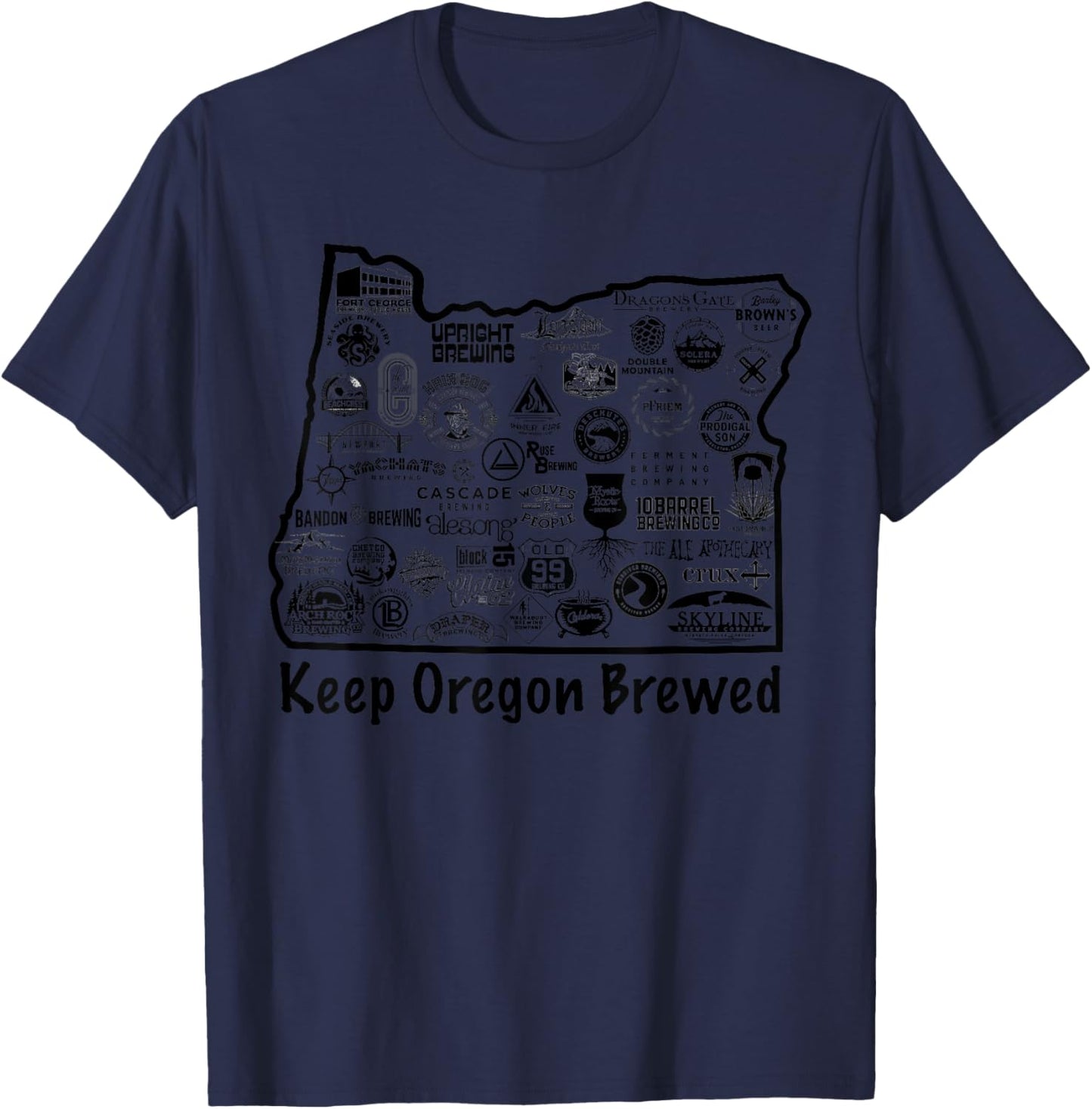 Keep Oregon Brewed, Brewing Oregon, Craft Beer gift T-Shirt - T-Shirt | Navy