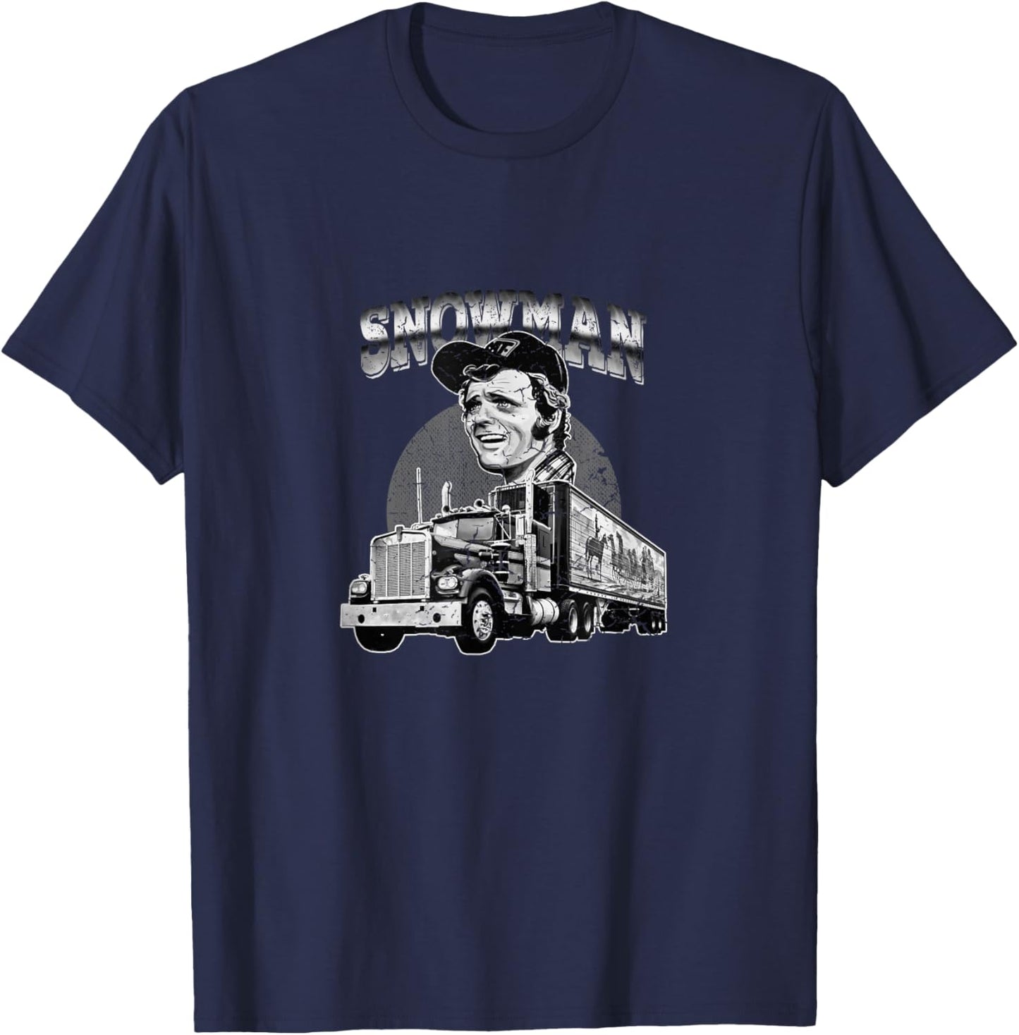 70s Retro Snowman Truck 1970s vintage retro grey T-Shirt - T-Shirt | Navy