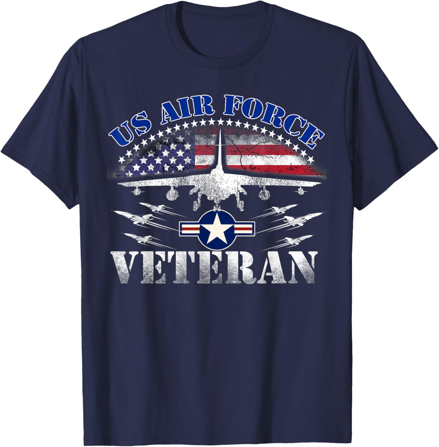Vintage US Air Force Veteran US Flag USAF Veteran T-Shirt - T-Shirt | Navy
