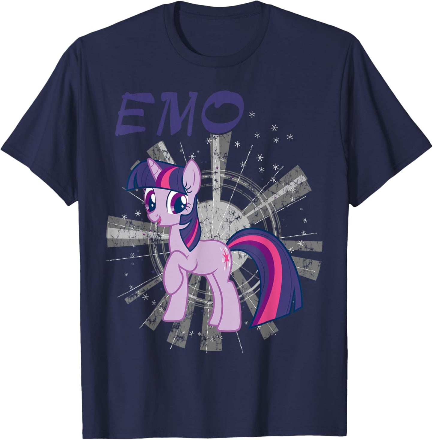 Emo Retro Style Rainbow Dash Fluttershy Rarity Art T-Shirt - T-Shirt | Navy