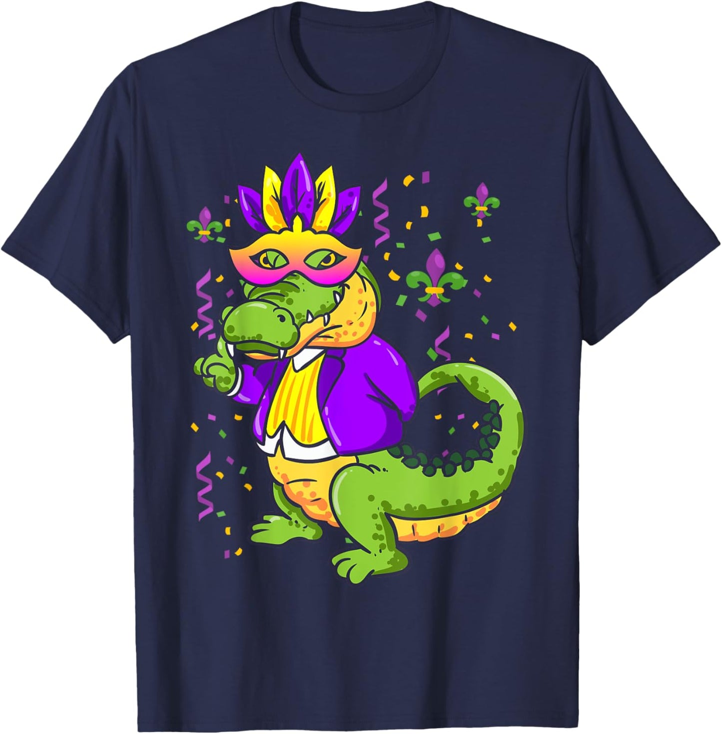 Mardi Gras Alligator Lover New Orleans Louisiana T-Shirt - T-Shirt | Navy