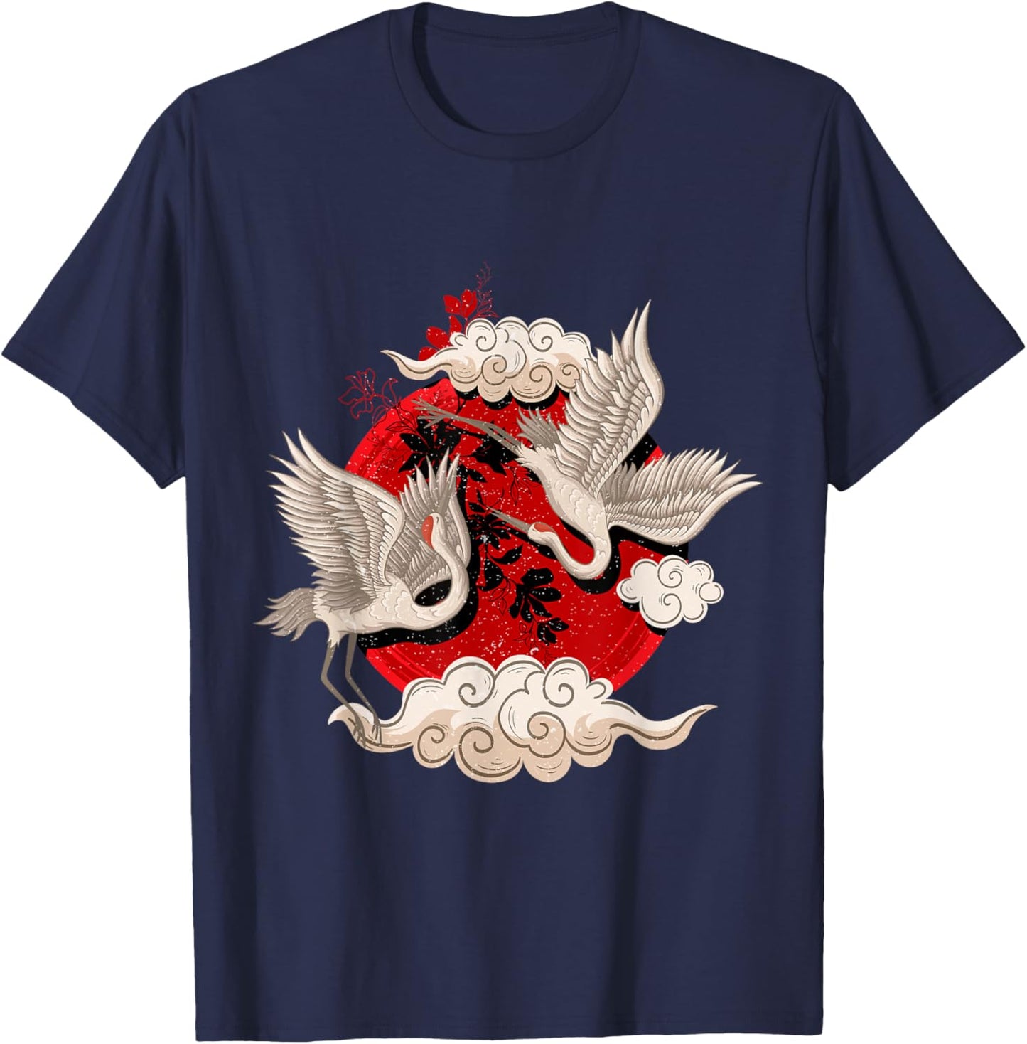 White Crane Bird Asian Style Martial Arts T-Shirt - T-Shirt | Navy