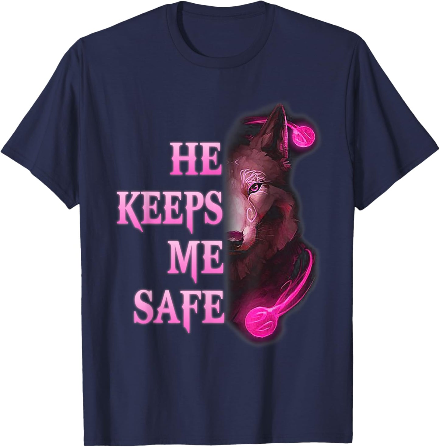 He Keeps me safe - She keeps me wild Couple Wolves T-Shirt - T-Shirt | Navy