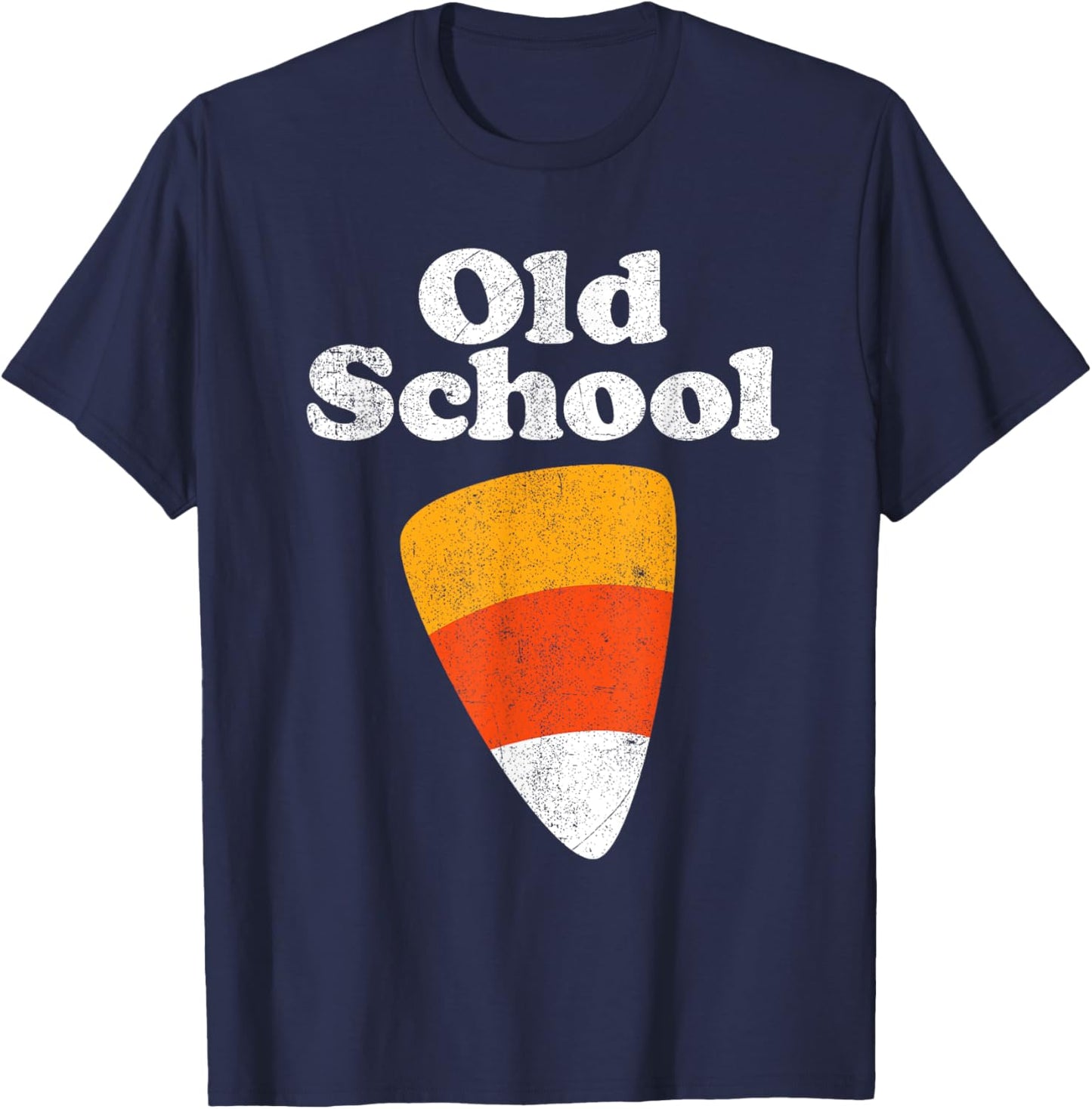 Old School Halloween Candy Corn Funny 70's 80's Costume T-Shirt - T-Shirt | Navy