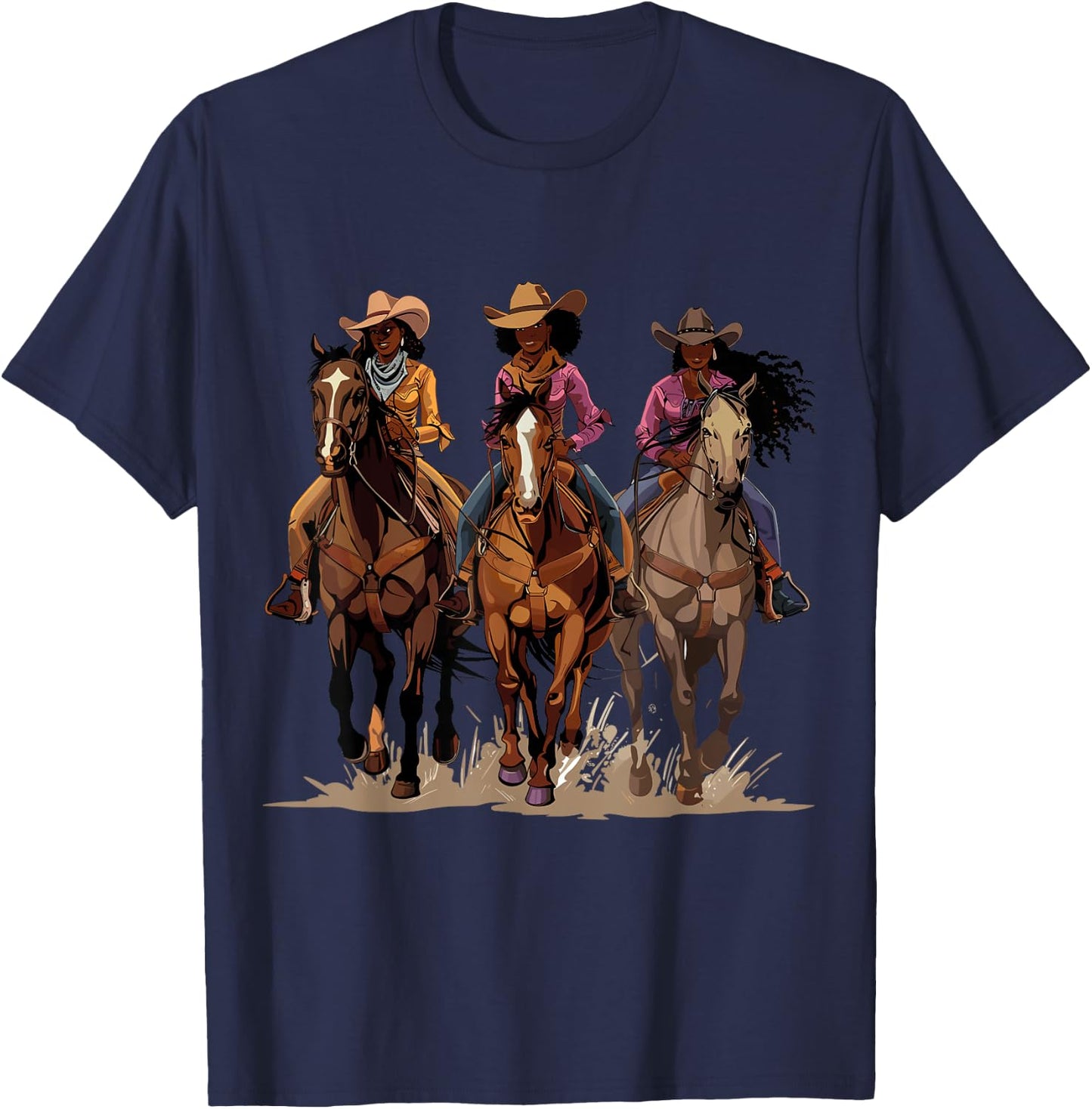 Black African American Cowgirl Western Country Texas Rodeo T-Shirt - T-Shirt | Navy