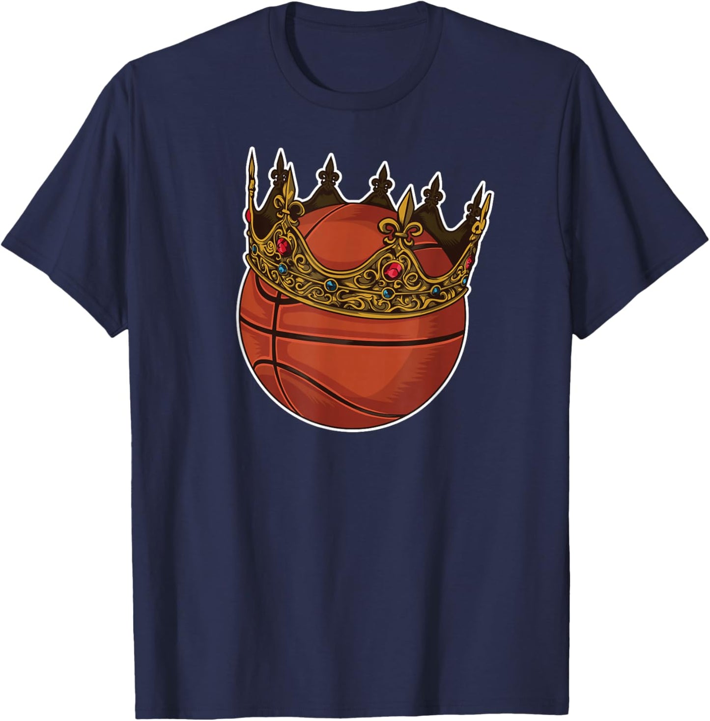 Basketball King Ball Player Crown Funny Bball T-Shirt - T-Shirt | Navy