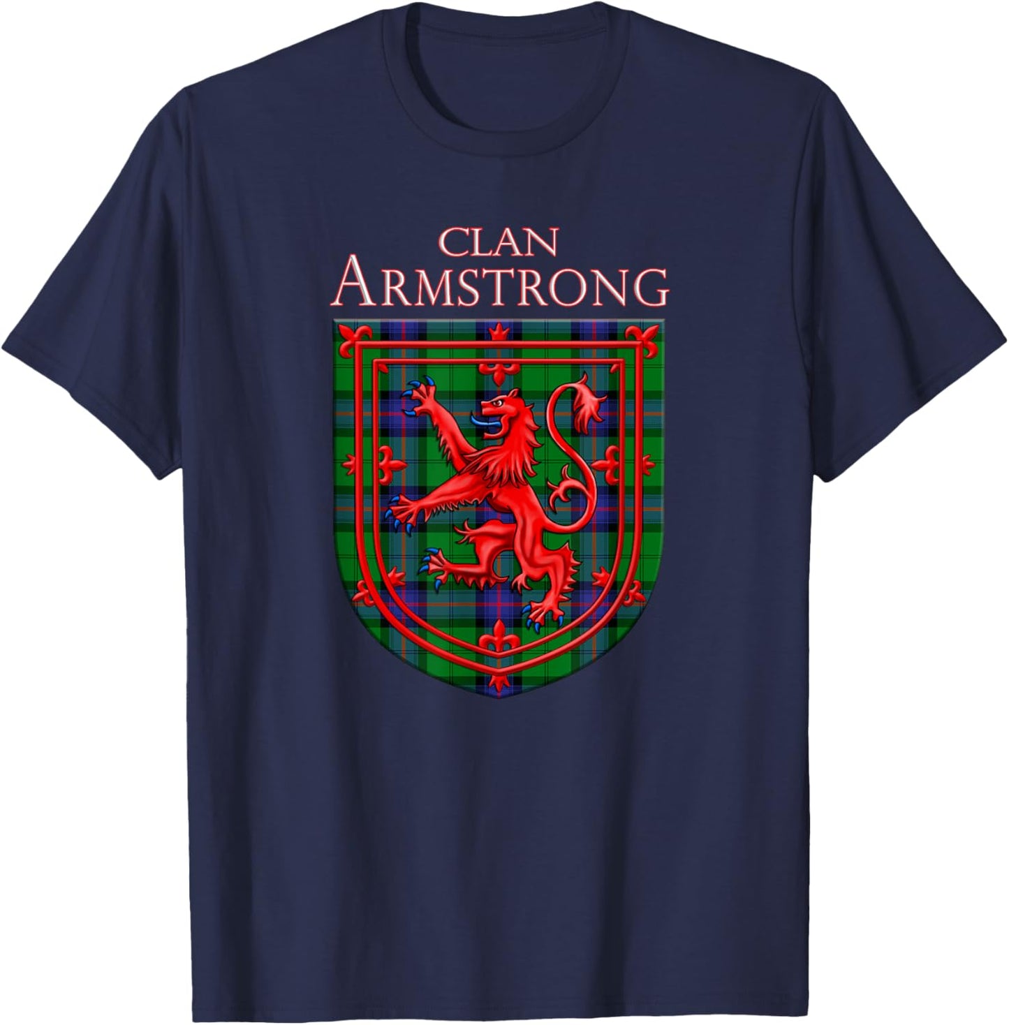 Armstrong Tartan Scottish Plaid Lion T-Shirt - T-Shirt | Navy