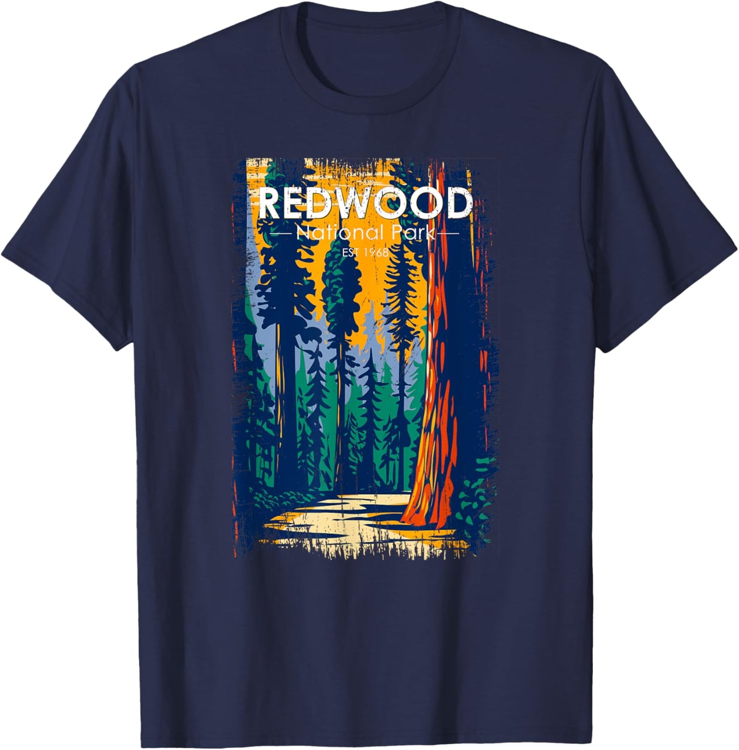 Redwood National Park Vintage Distressed T-Shirt - T-Shirt | Navy