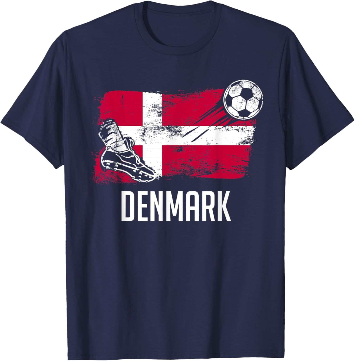 Denmark Flag Jersey Danish Soccer Team Danish T-Shirt - T-Shirt | Navy