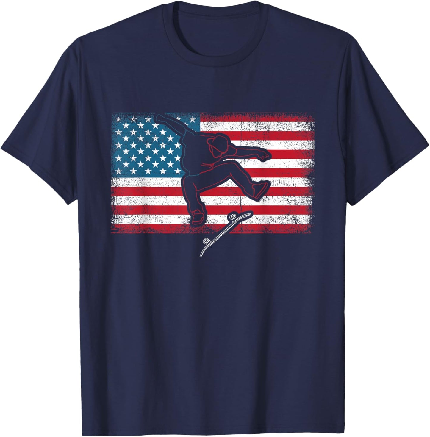 Retro Skateboarder Skateboard Skateboarding Skater T-Shirt - T-Shirt | Navy