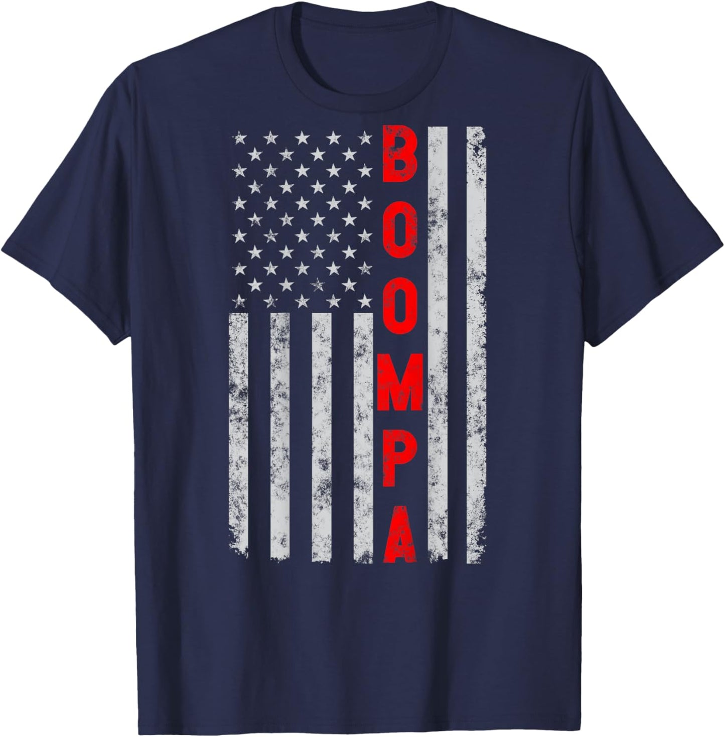 Boompa Fathers Day Vintage Patriotic Grandpa American Flag T-Shirt - T-Shirt | Navy