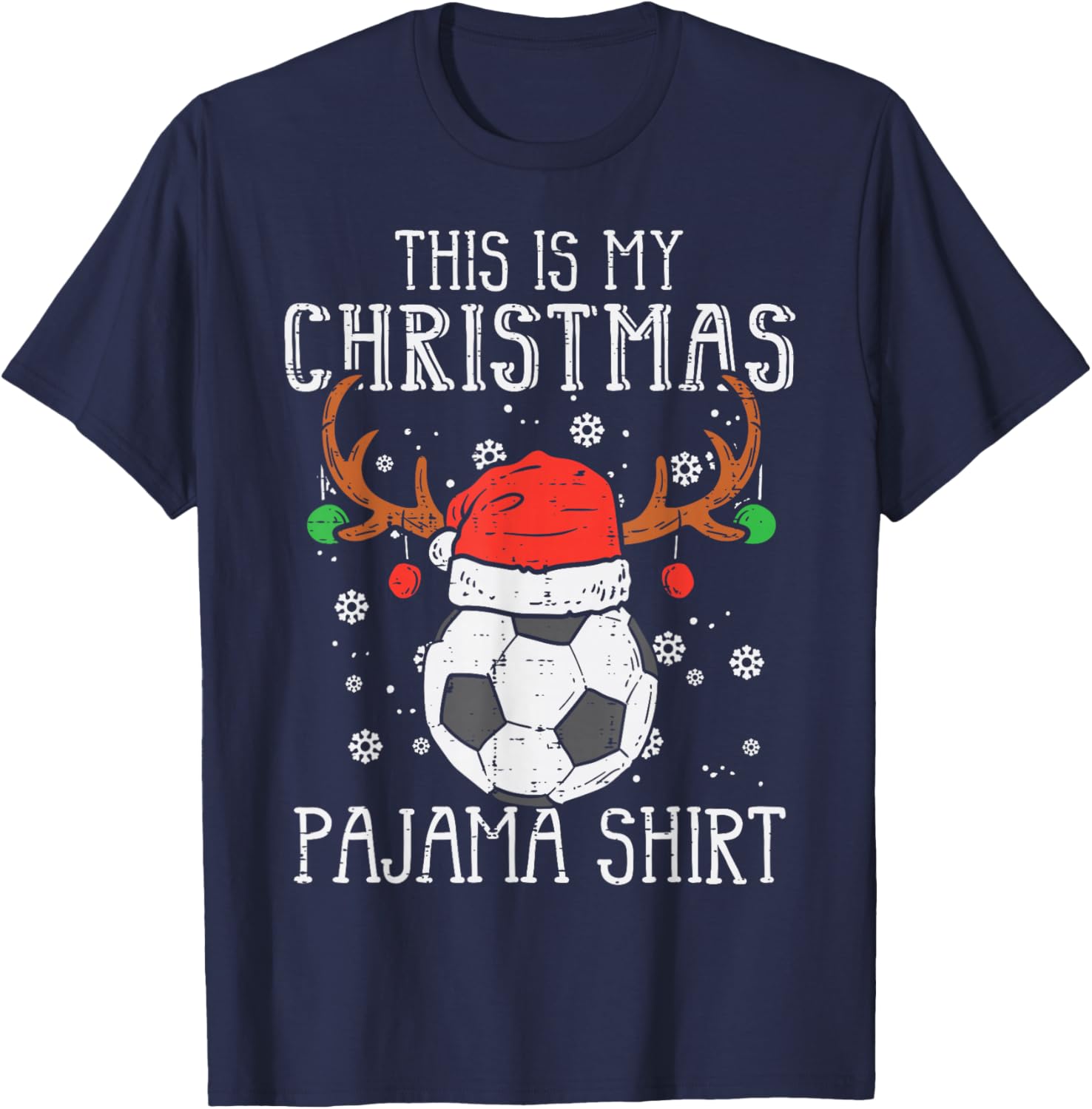 This Is My Christmas Pajama Shirt Soccer Xmas Sports T-Shirt - T-Shirt | Navy