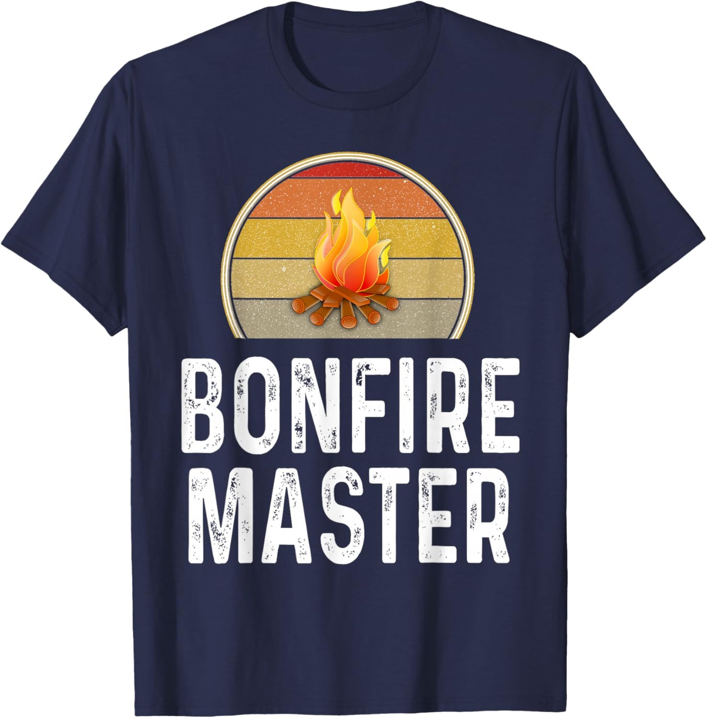Funny Bonfire Master Drunk Camping Campfire Outdoor Retro T-Shirt - T-Shirt | Navy