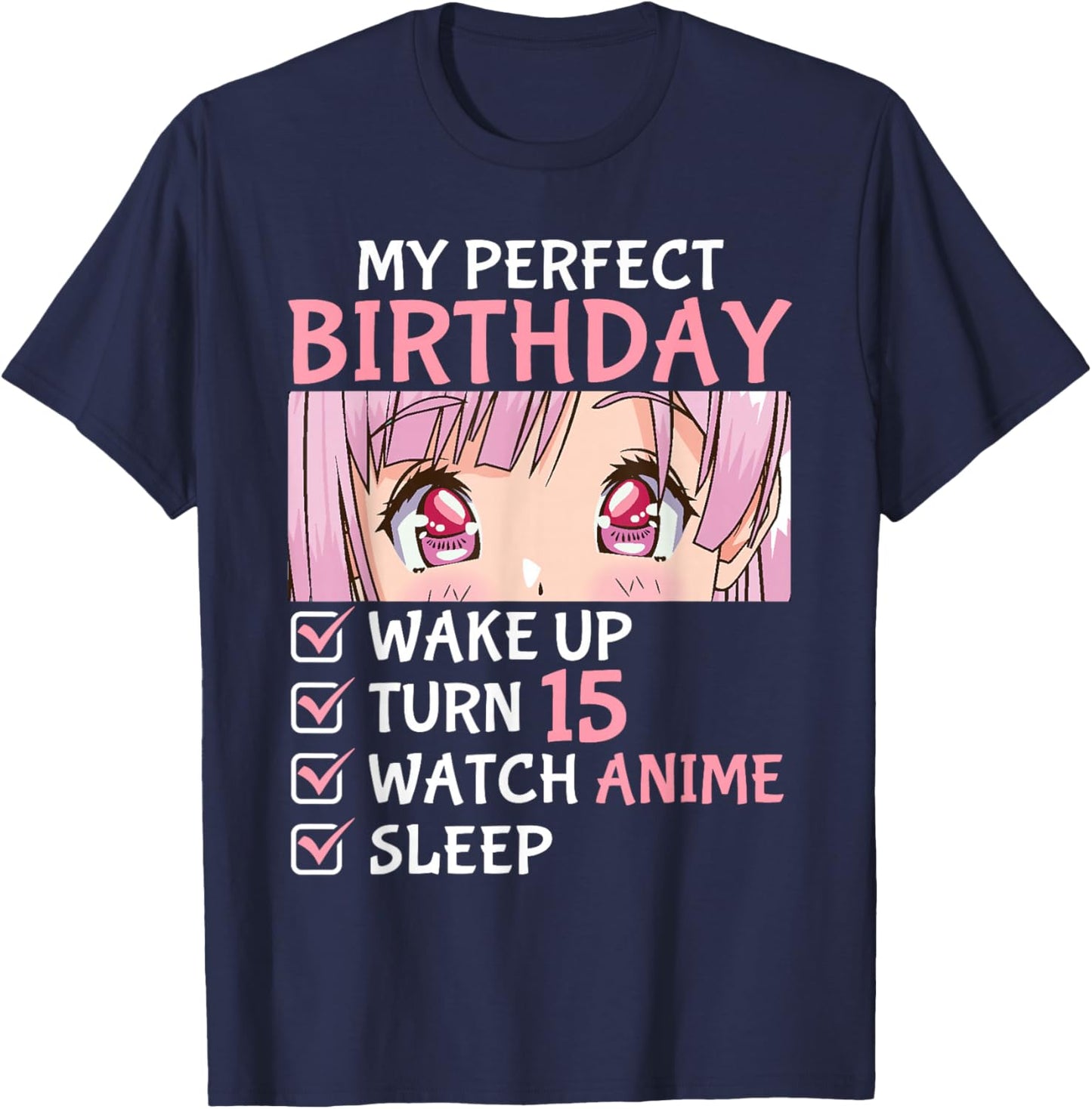 15th Birthday Watch Anime 15 Years Old Anime Teen Girls T-Shirt - T-Shirt | Navy