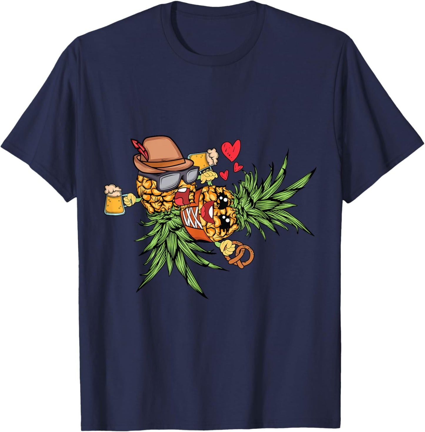 Swingers Couple Pineapples Swinging - Swinger Oktoberfest T-Shirt - T-Shirt | Navy