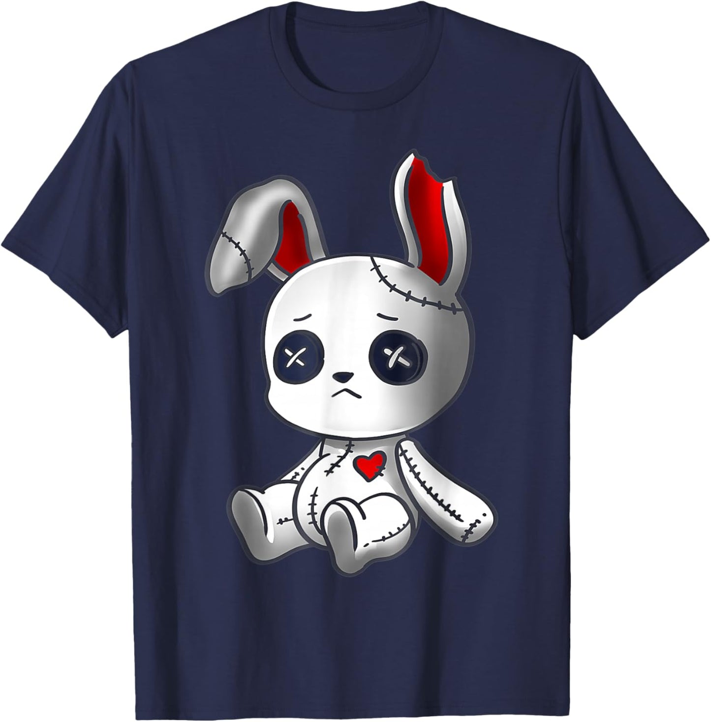Goth Bunny Shirt Cute Creepy Emo Clothes Kawaii Bunny T-Shirt - T-Shirt | Navy