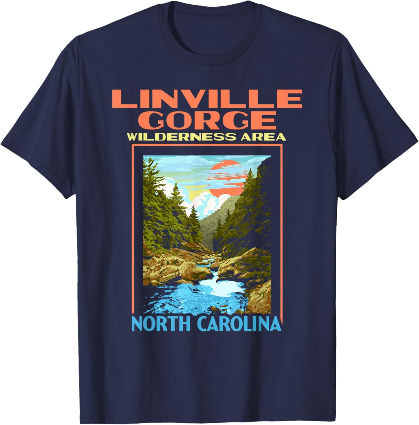 Linville Gorge Wilderness North Carolina Pisgah Forest T-Shirt - T-Shirt | Navy
