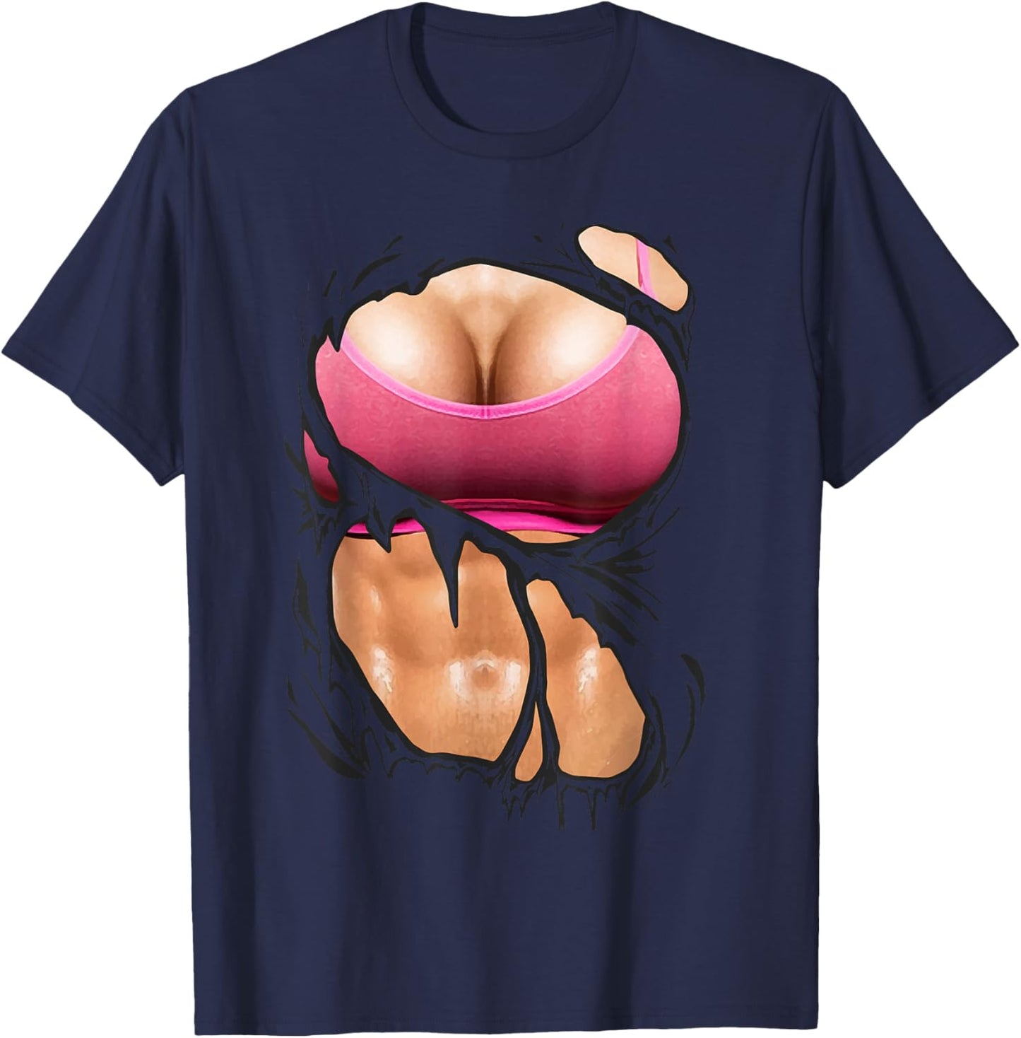 Fake Six Pack Abs Bikini Body Fake T-Shirt - T-Shirt | Navy