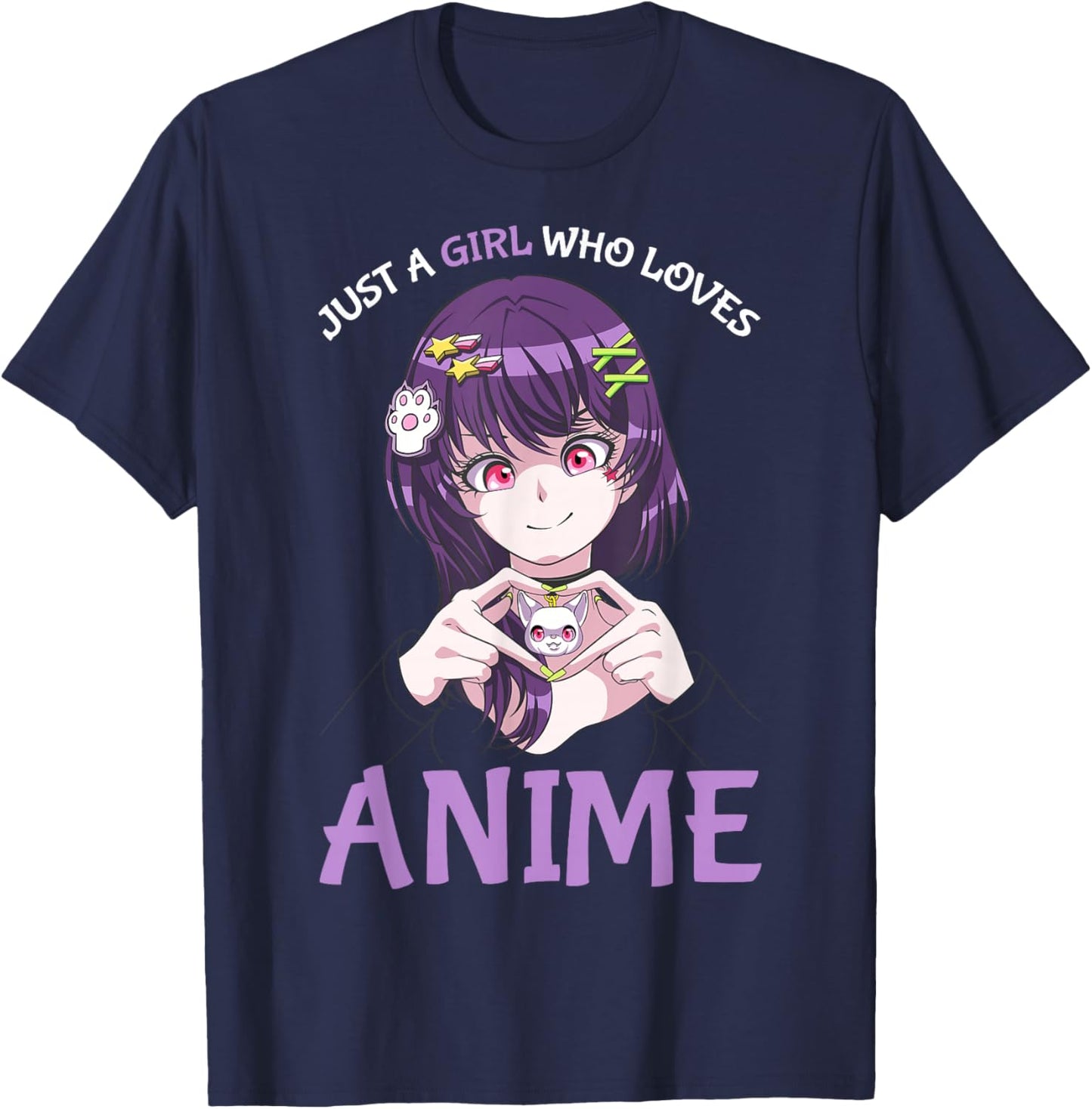 Just A Girl Who Loves Anime Teenage Girls Merch Stuff T-Shirt - T-Shirt | Navy