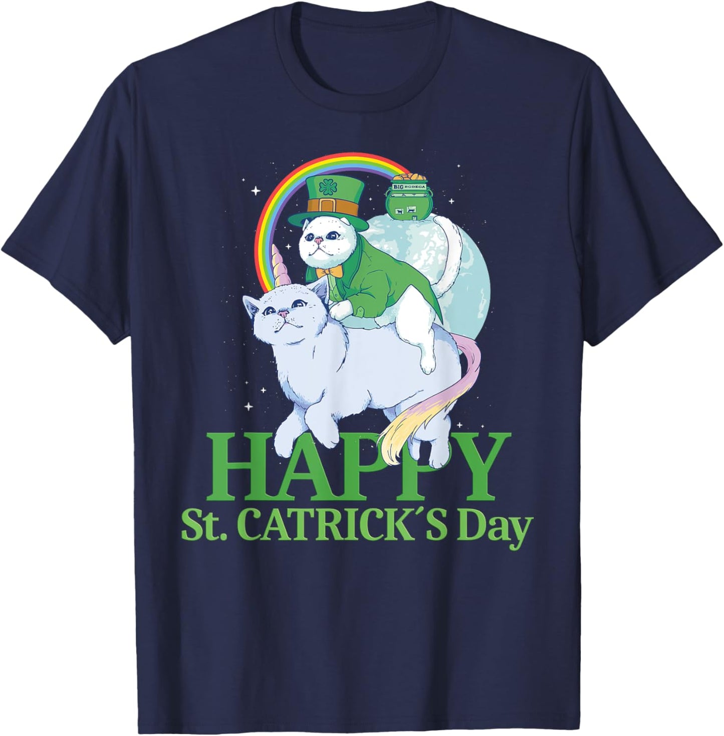 Funny Irish Unicorn Gift Cat St. Patricks Day T-Shirt - T-Shirt | Navy