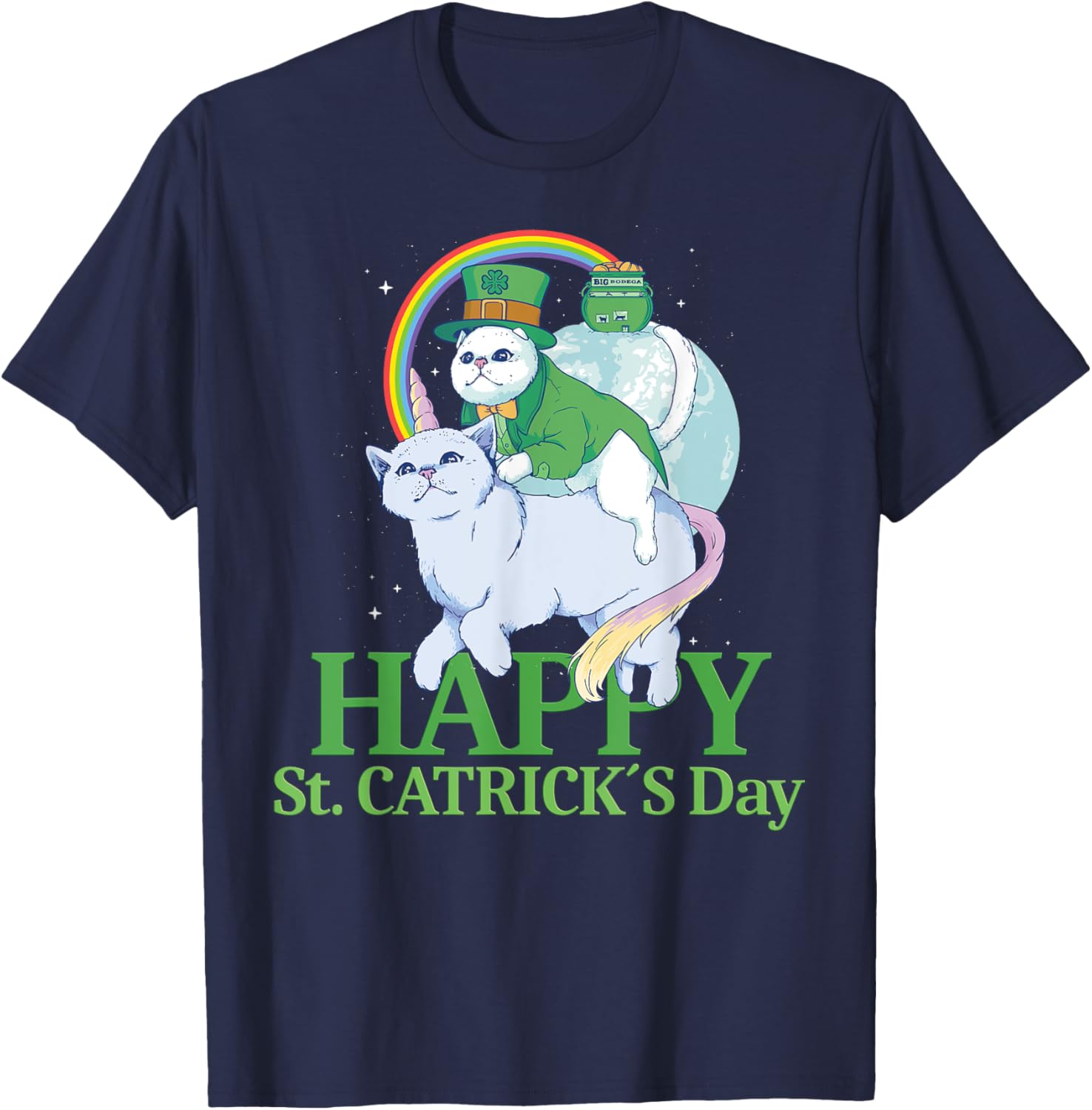 Funny Irish Unicorn Gift Cat St. Patricks Day T-Shirt - T-Shirt | Navy