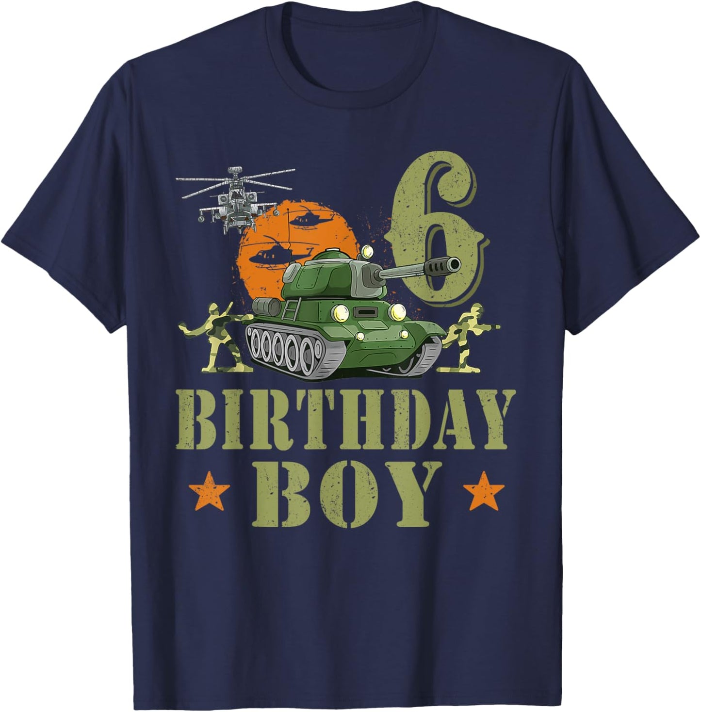 6 Year Old Birthday Boy Army Party 6th Birthday Camo T-Shirt - T-Shirt | Navy