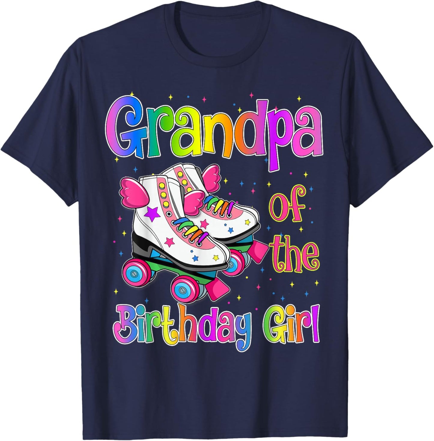 Grandpa Birthday Girl Rolling Skate Birthday family Party T-Shirt - T-Shirt | Navy