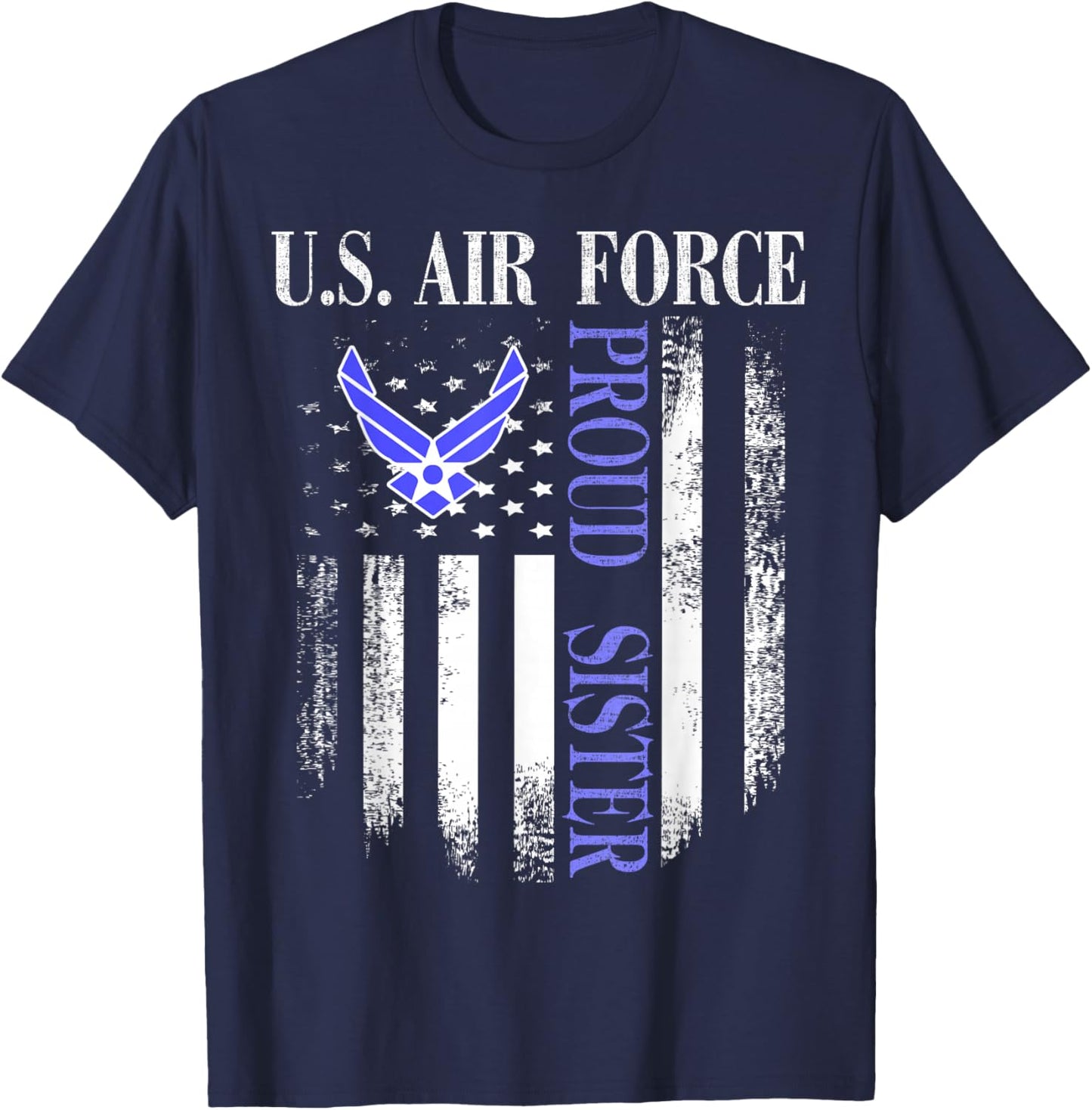 Vintage U.S. Air Force Proud Sister with American Flag T-Shirt - T-Shirt | Navy