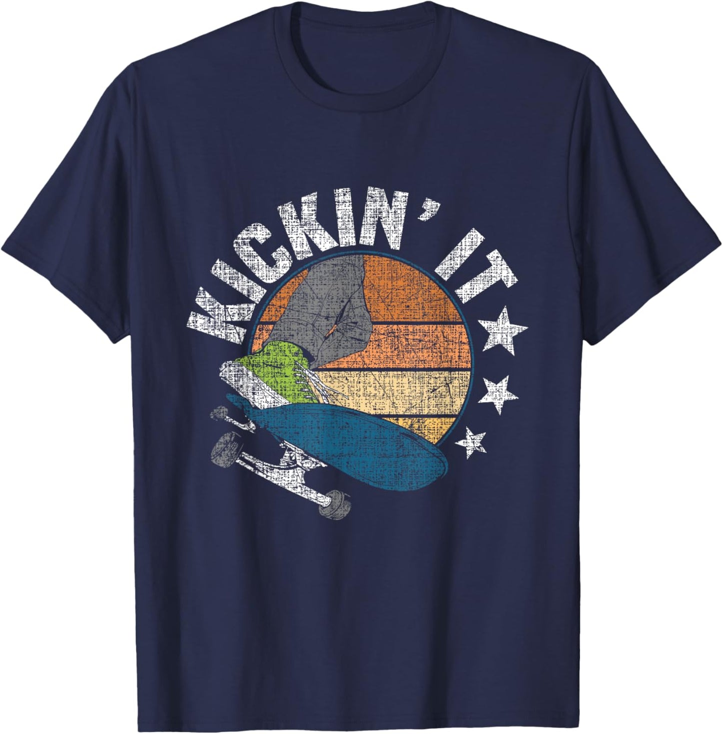 Kickin It - Skateboard Skateboarder Skateboarding Skater T-Shirt - T-Shirt | Navy