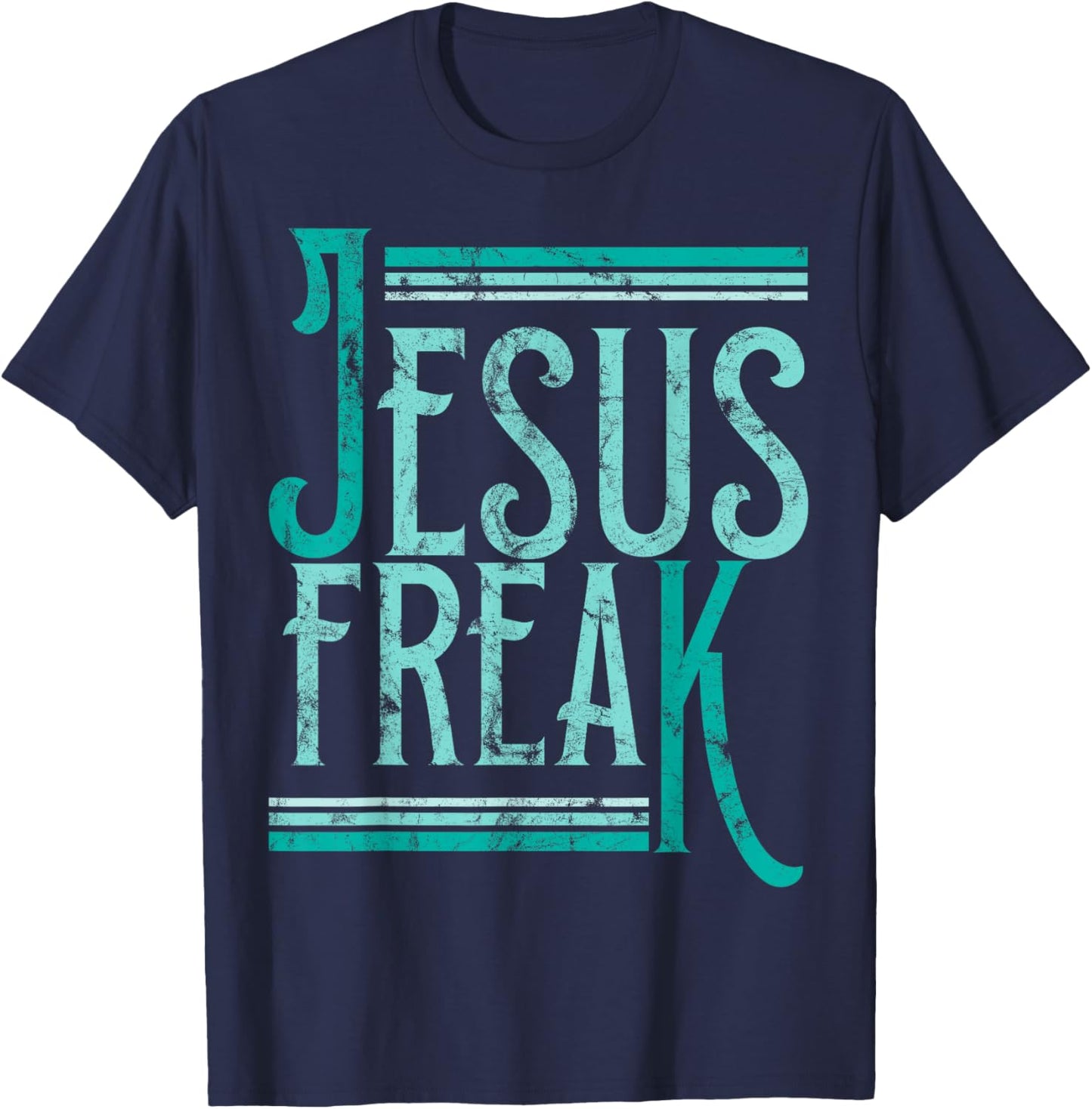 Christian Religious Bible Jesus Freak Distressed T-Shirt - T-Shirt | Navy