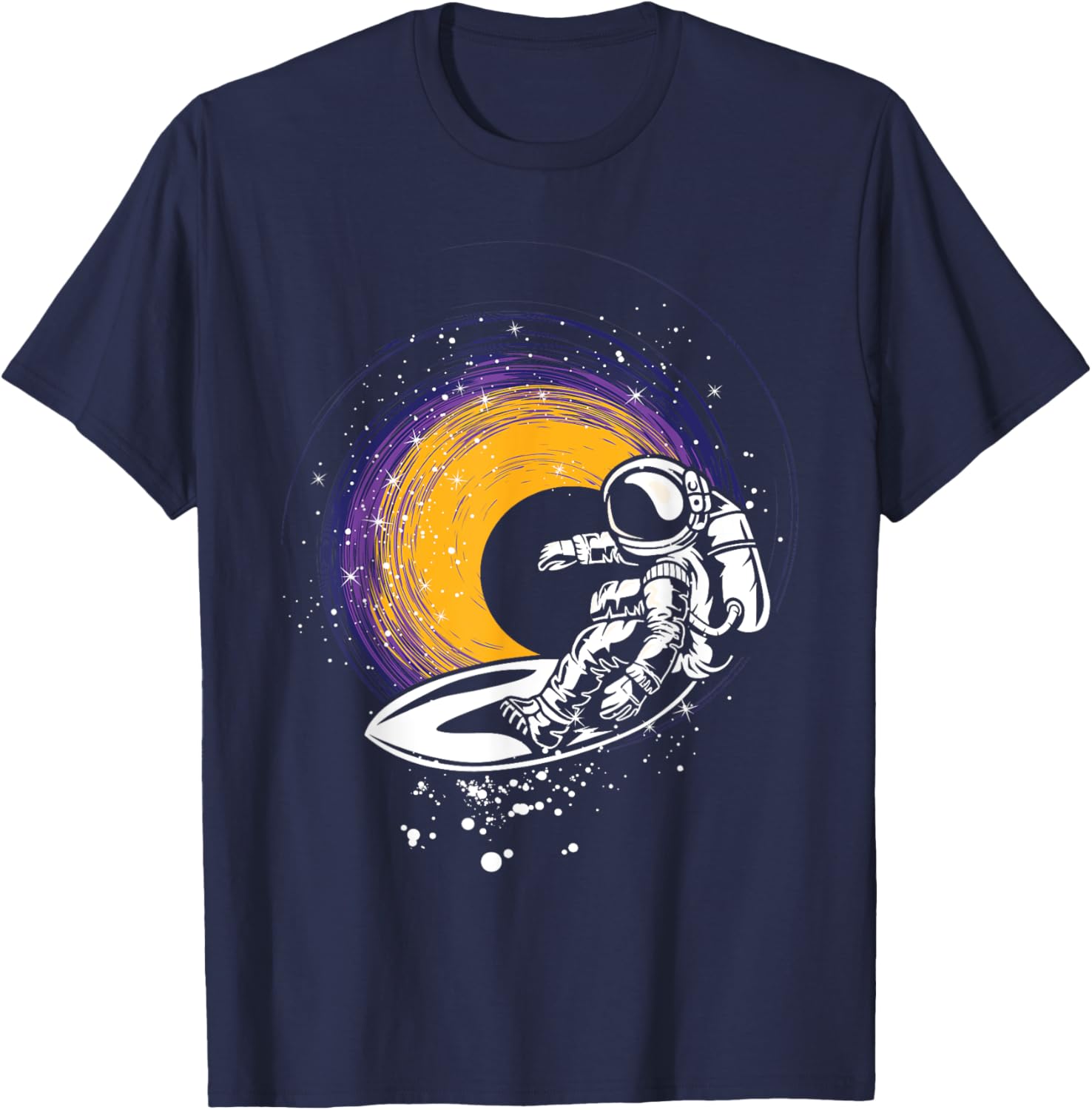 Surfing Astronaut - Galaxy Planets Space Spaceship T-Shirt - T-Shirt | Navy