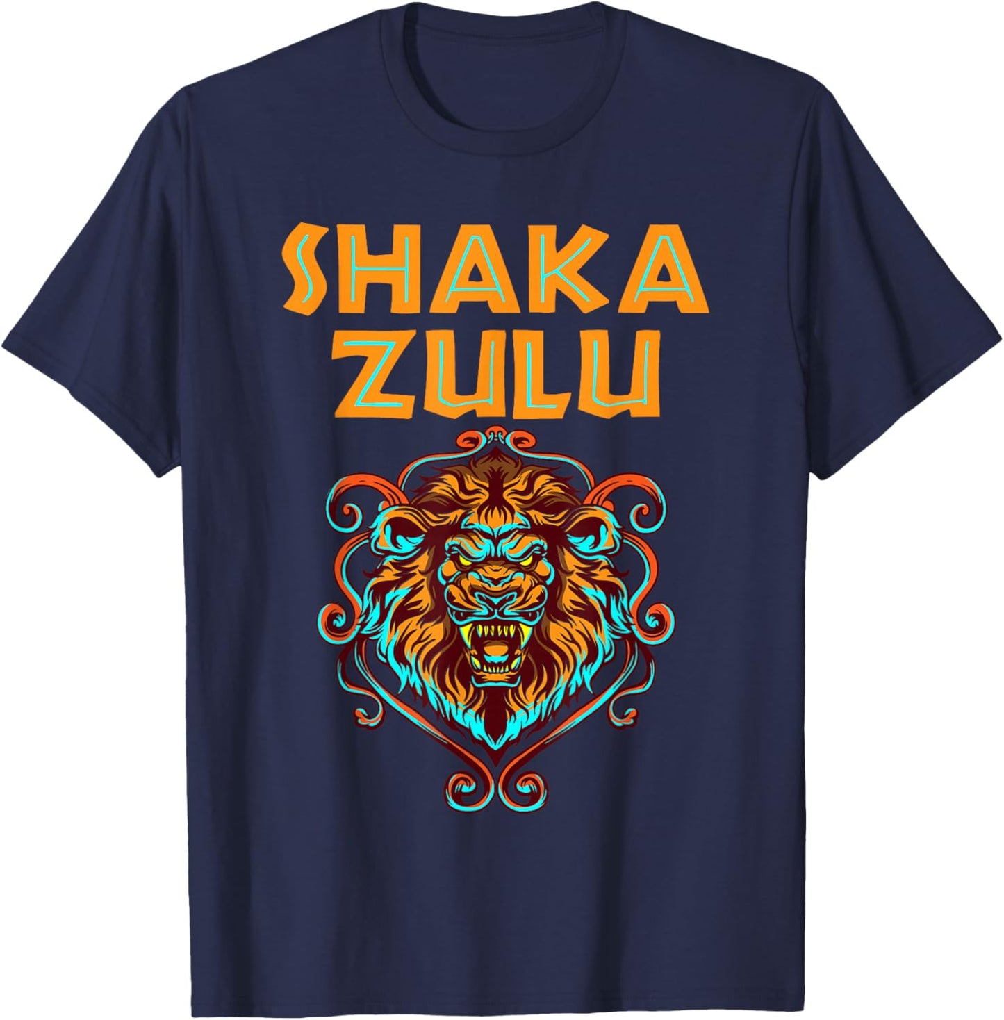 Africa Pride Zulu Warrior Shaka Lion African Tribe King Zulu T-Shirt - T-Shirt | Navy