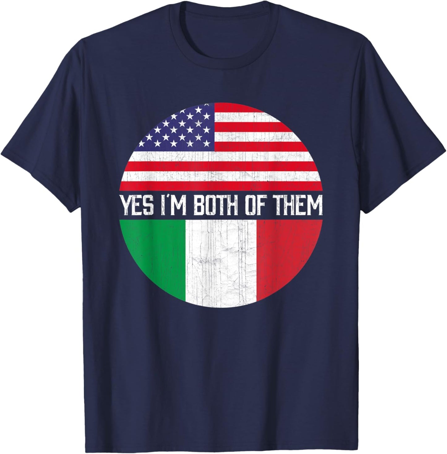 Half American Half Italian USA Flag Family Heritage Kids Men T-Shirt - T-Shirt | Navy