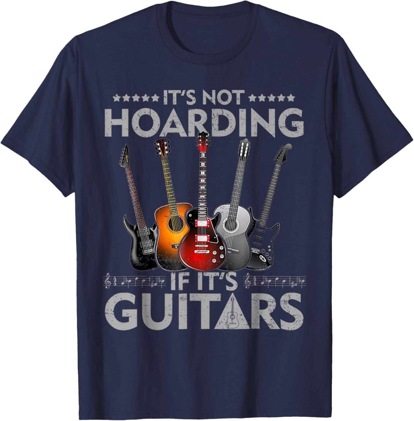It's Not Hoarding If Its Guitars Vintage T-Shirt - T-Shirt | Navy