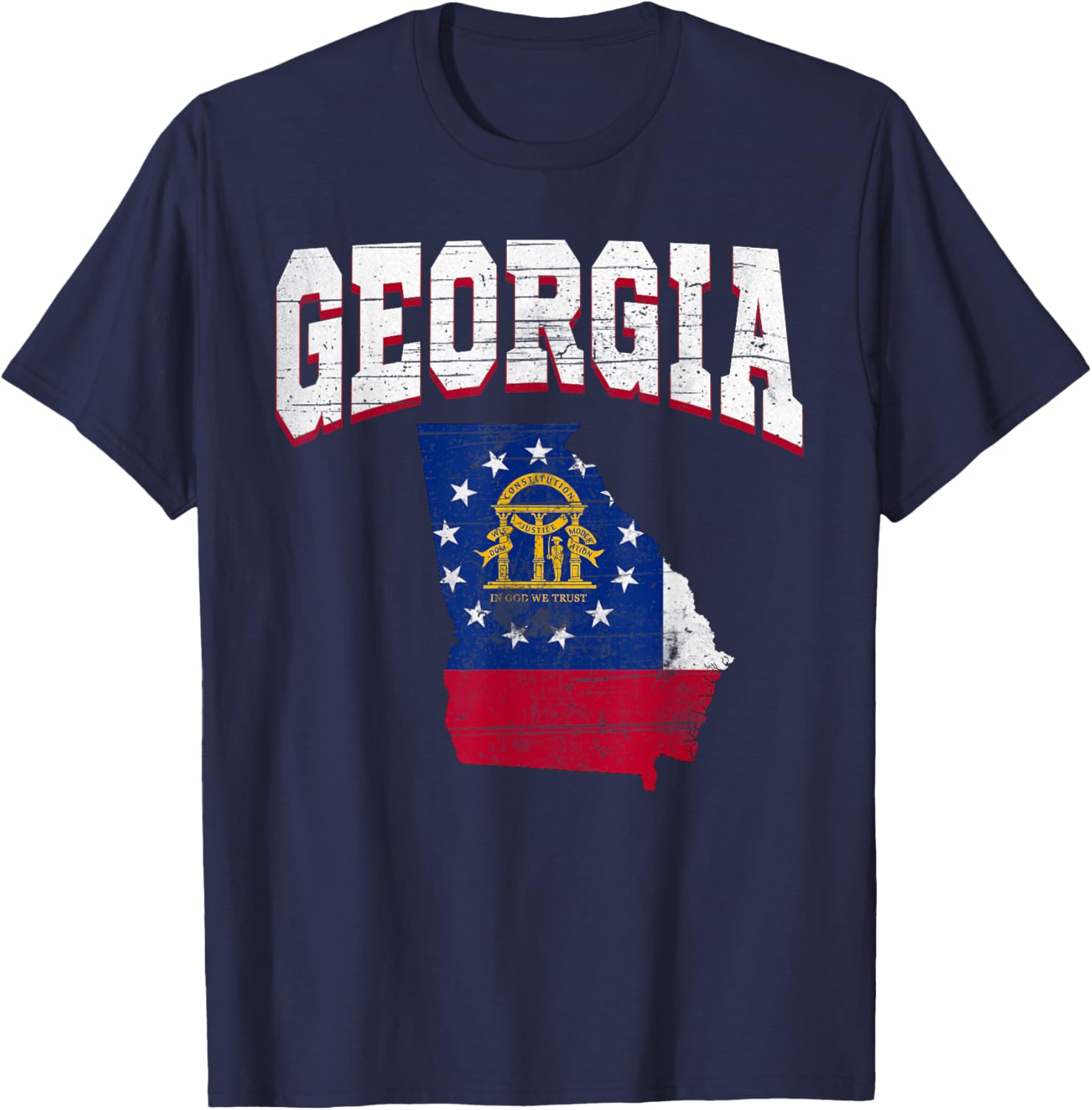 US Citizen Proud America State Flag Land Map Georgia T-Shirt - T-Shirt | Navy