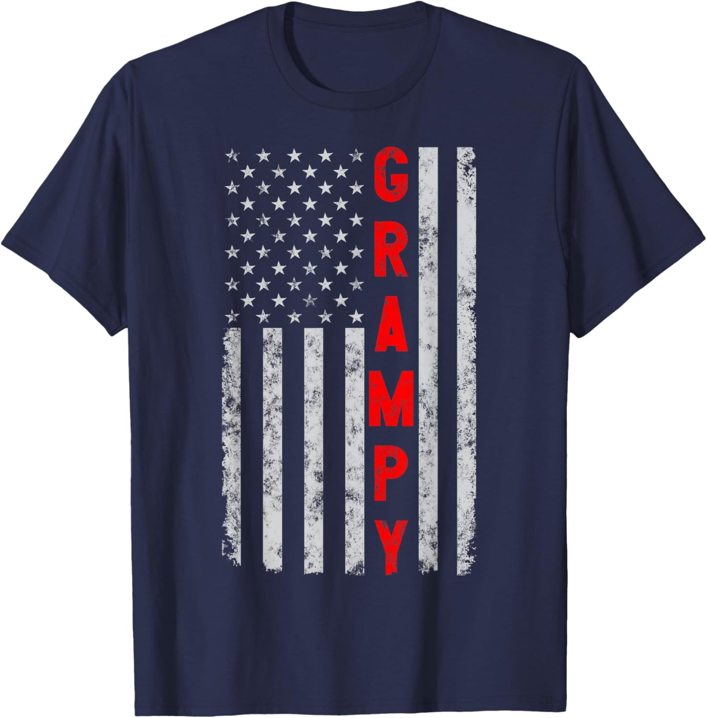 Grampy Funny Fathers Day Vintage Patriotic American flag T-Shirt - T-Shirt | Navy