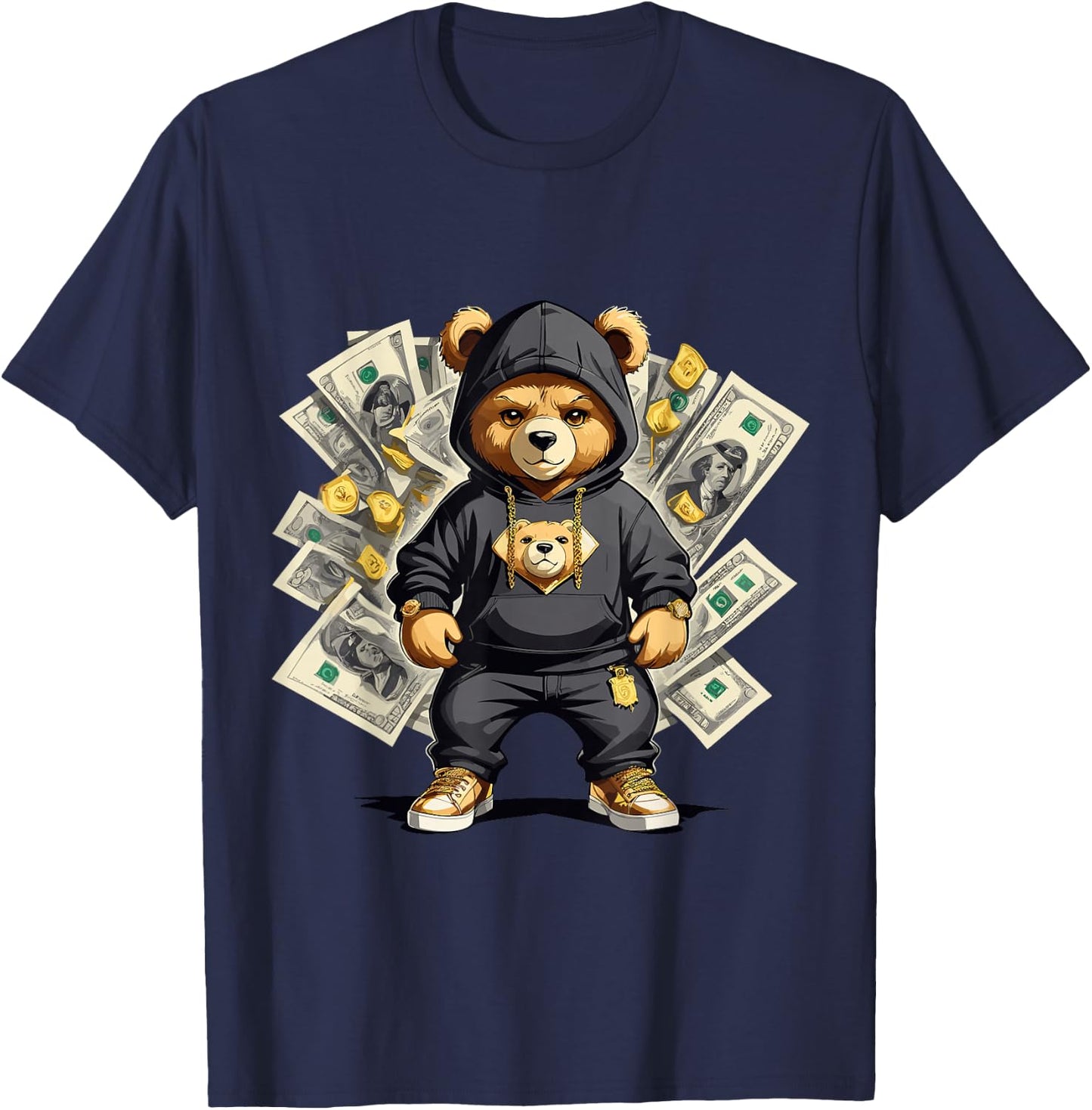Teddy Bear Hustler Buisness Bear Dollar Street Clothes T-Shirt - T-Shirt | Navy