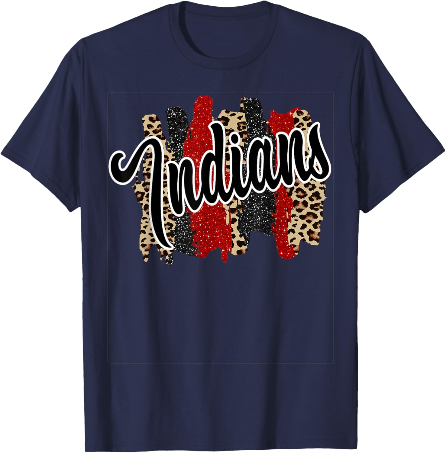 Indians Swash Red Black School Spirit T-Shirt - T-Shirt | Navy