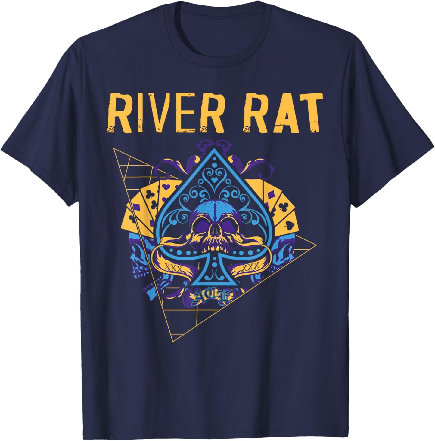 Poker Cards Vintage Spade River Rat T-Shirt - T-Shirt | Navy